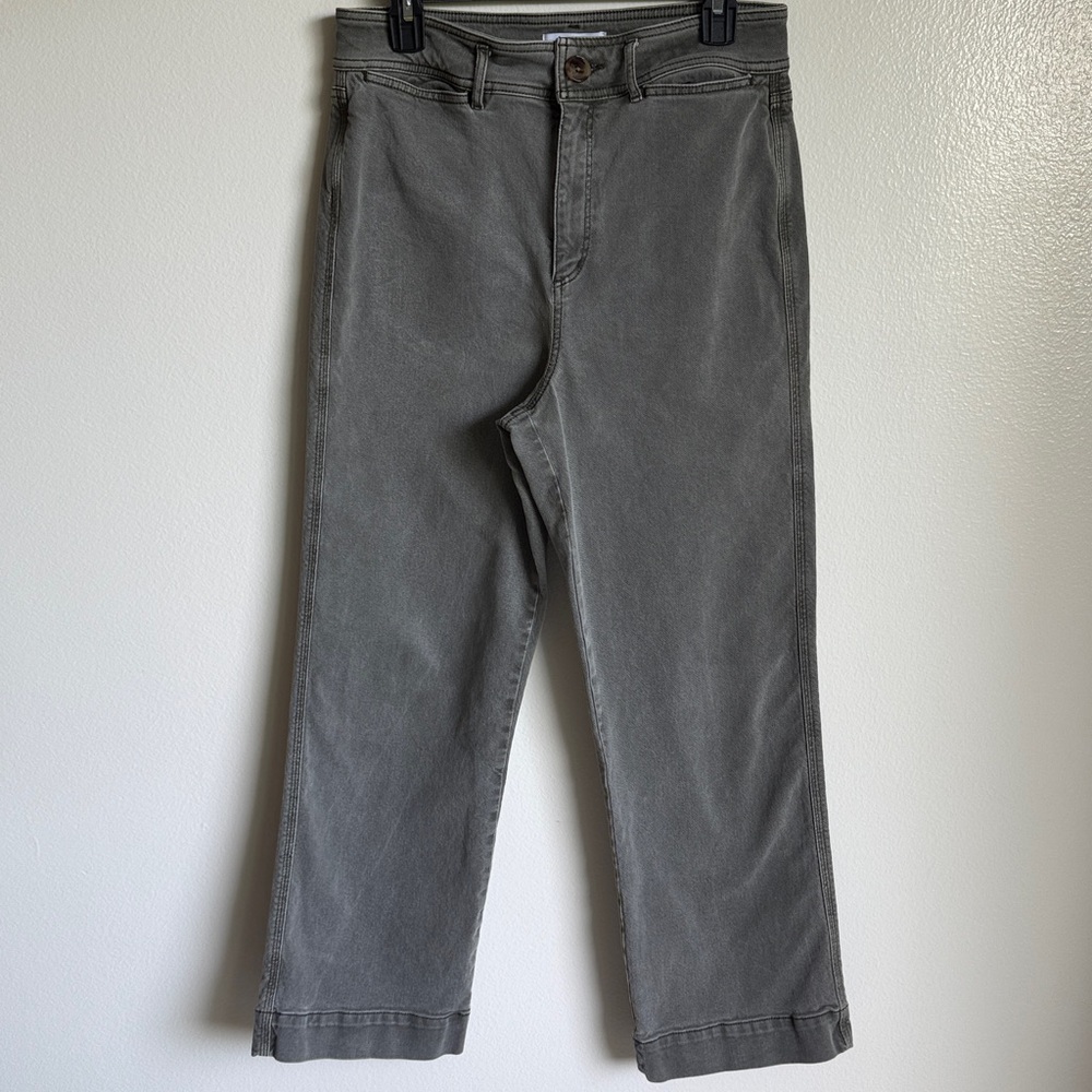 LOFT High Waist Slim Wide Leg Gray Denim Jeans Pants, Straight, Size 29